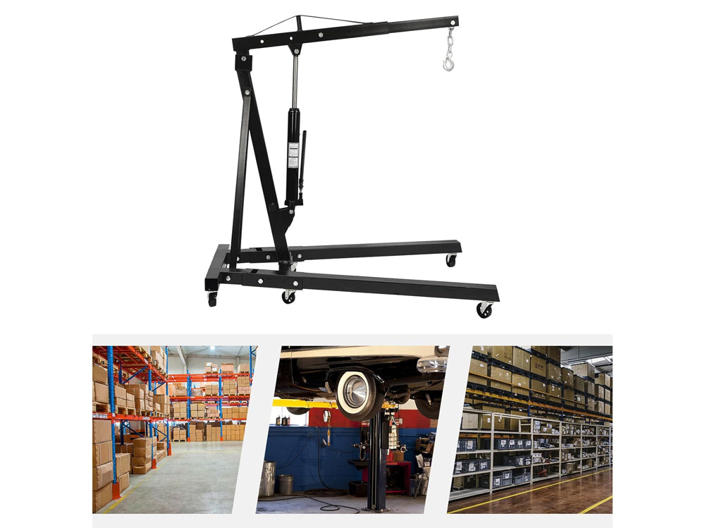 black folding engine crane