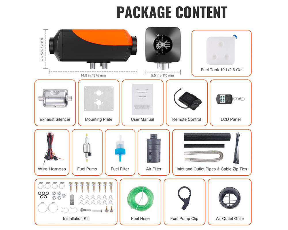 Diesel heater installation kit