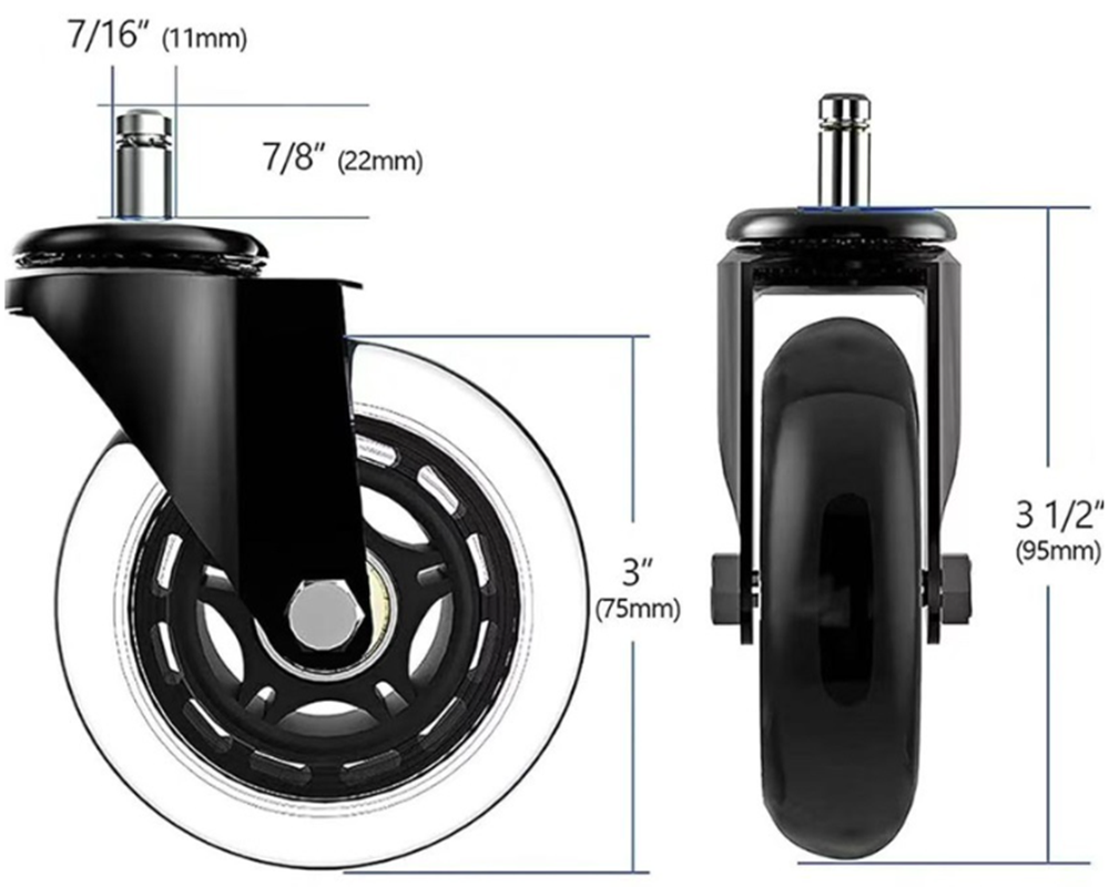 Caster wheels under desk chair