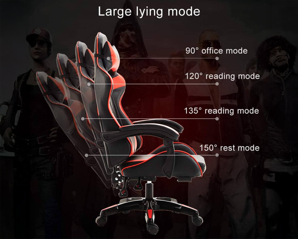 Gaming Chair with Footrest – RGB Gaming Chair with Bluetooth Speakers
