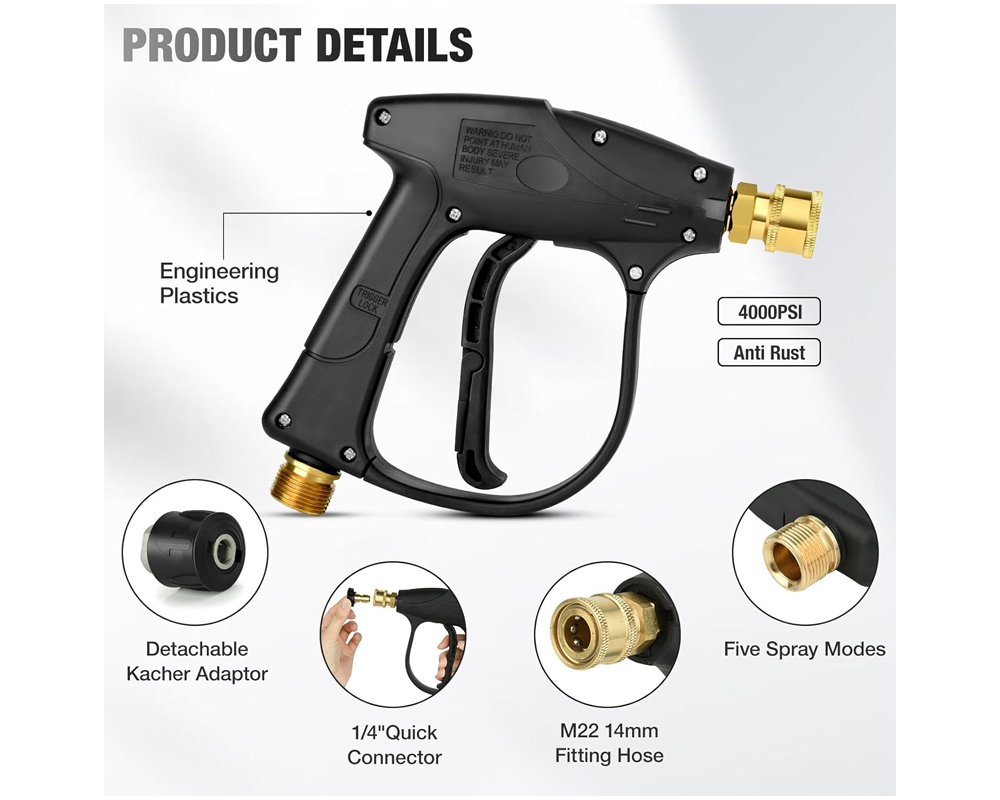 Safety lock handle washer gun