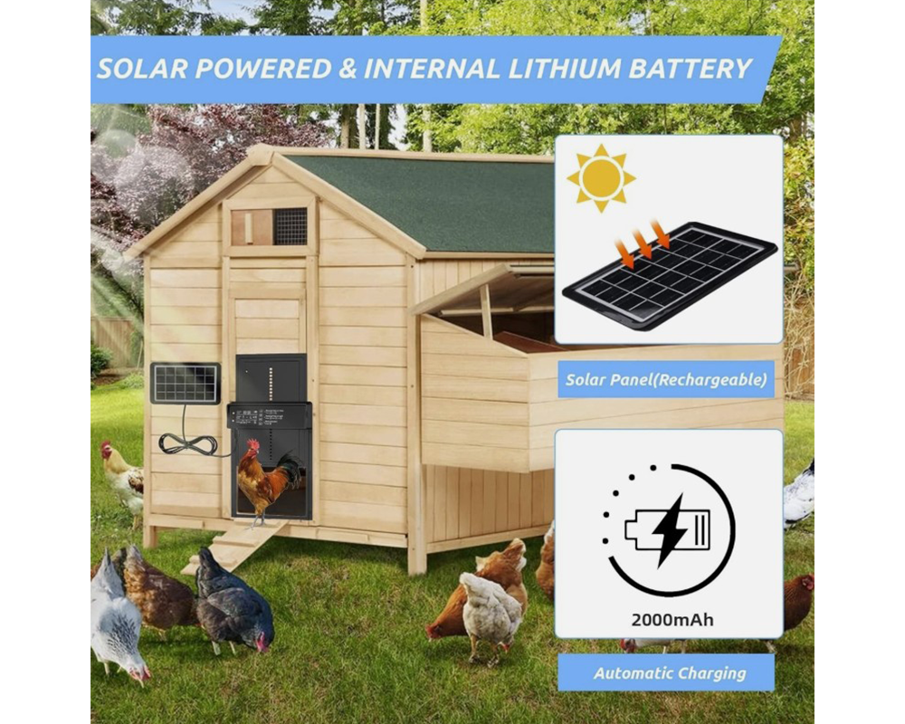 Solar panel for coop door