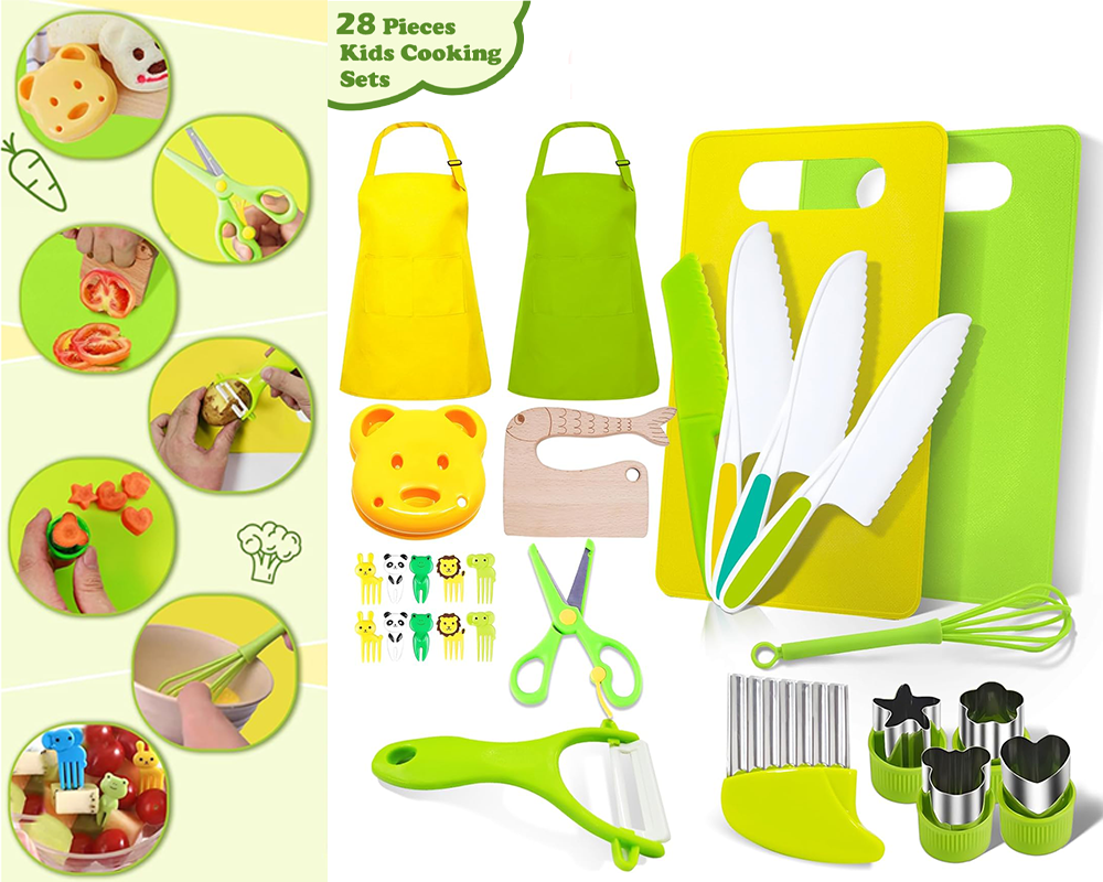 28-Piece Kids Safe Knife Set for Montessori Kitchen Tools