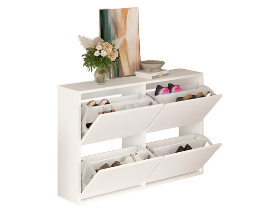 Shoe cabinet with four compartments