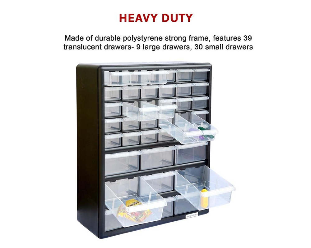 Storage Cabinet Drawers 39 Plastic Tool Box Containers Organiser Cupboard