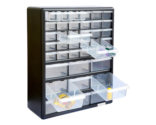 Plastic tool organiser drawers