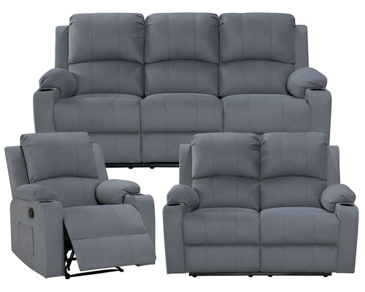 Recliner Sofa Set 3 Piece NovaCloud Chenille