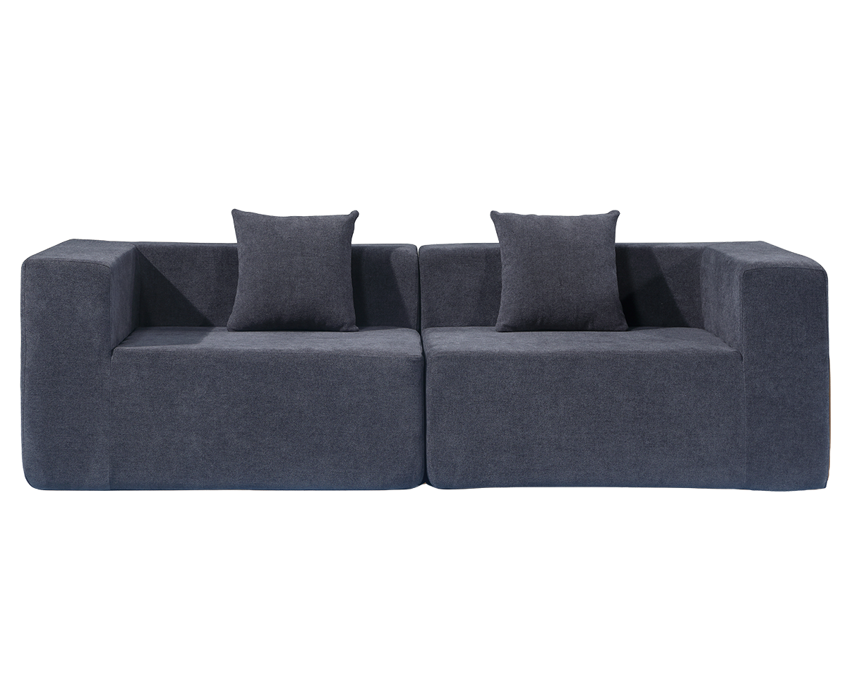 Compressed sofa with cushions