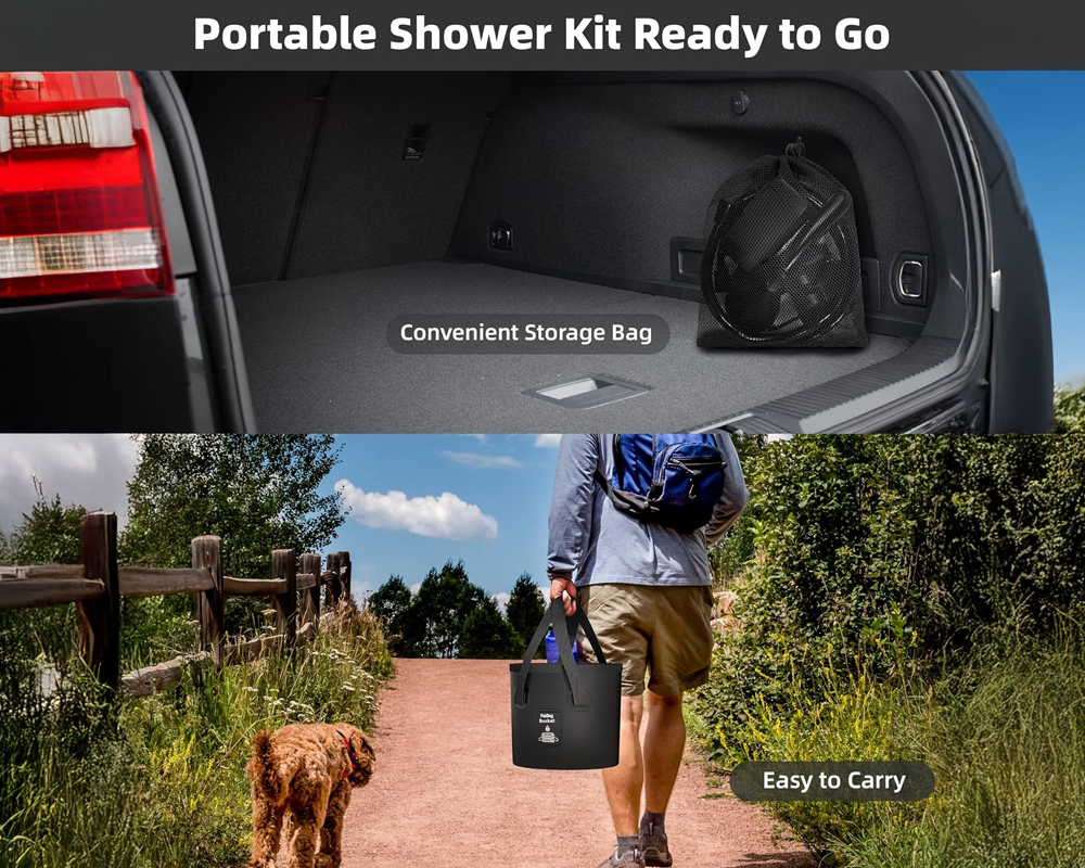 Camping shower hose and spray