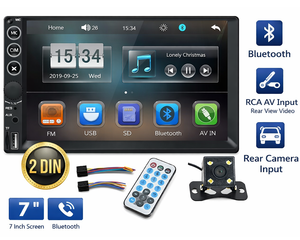 7" Double DIN Touch Bluetooth Car Stereo