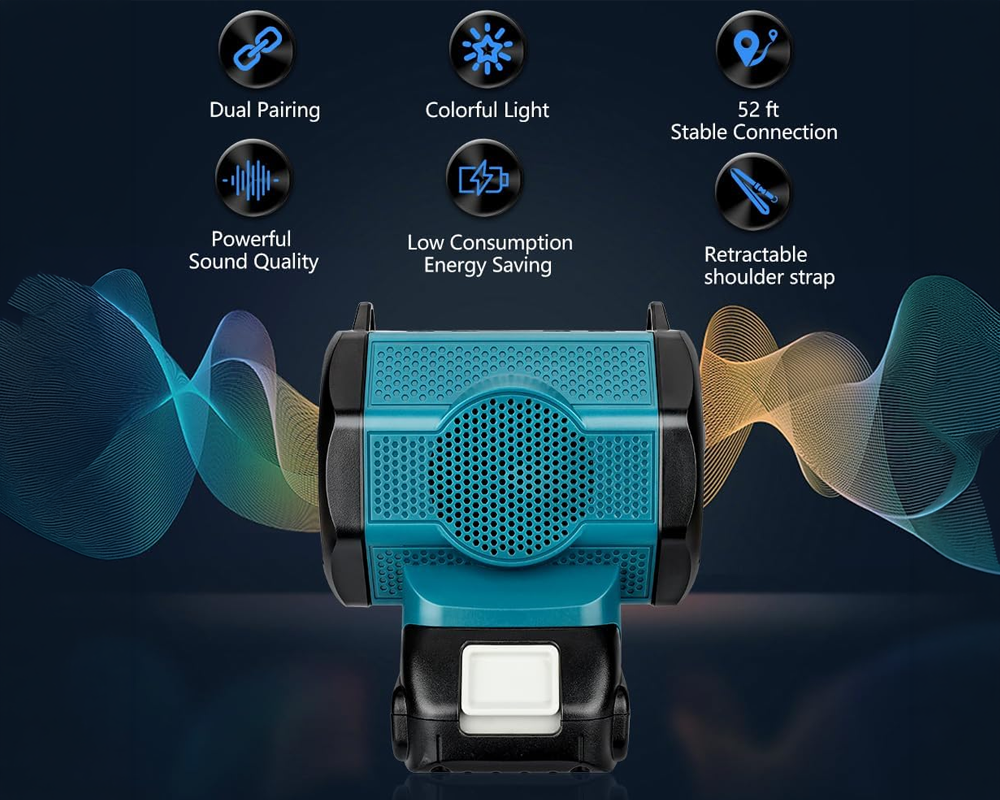 Makita Battery Compatible Bluetooth Speaker Fits LXT 18V Battery