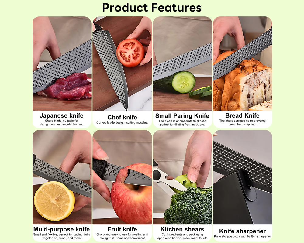 Kitchen Knife Set with Knife Block