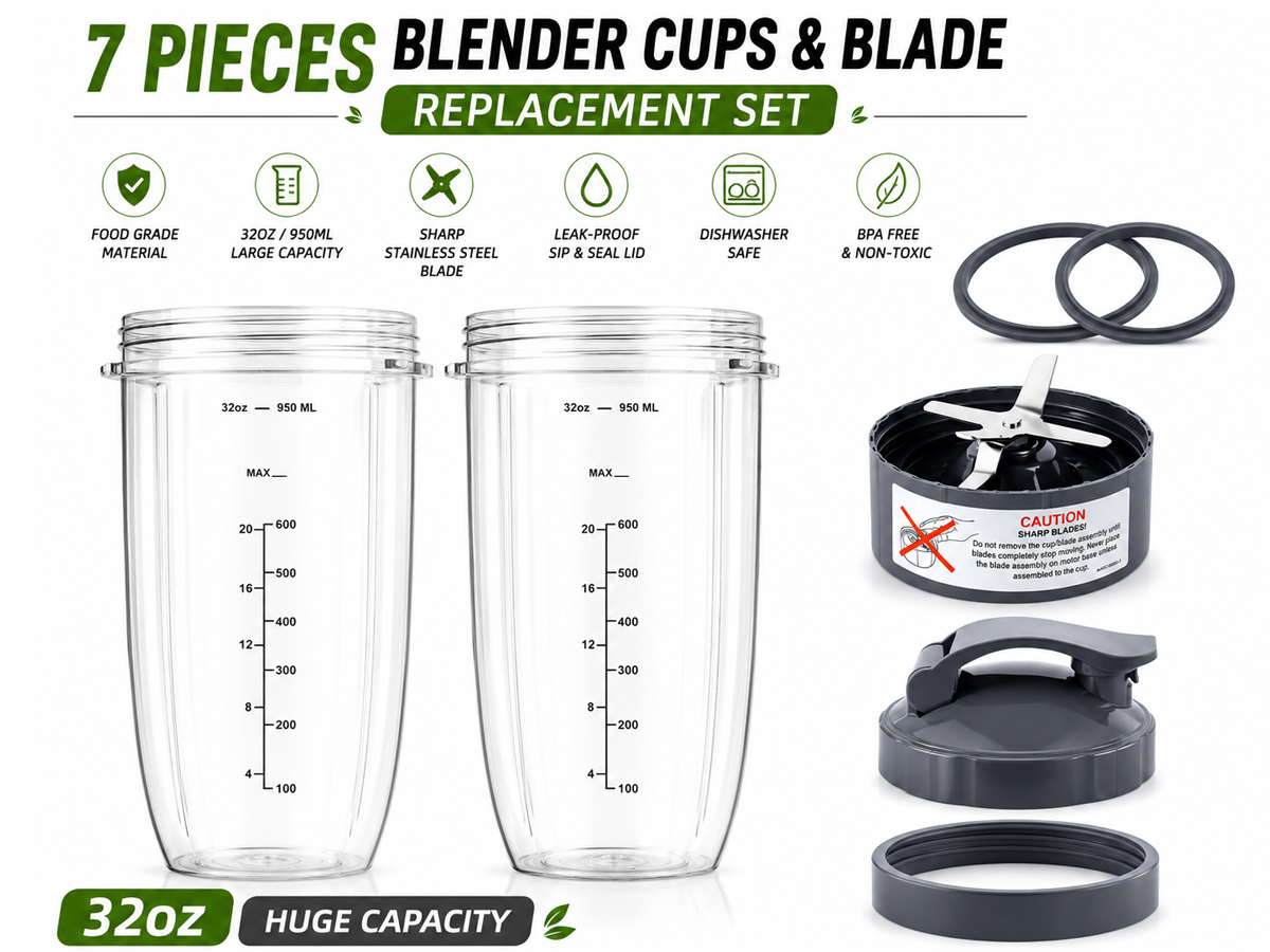 Replacement 7 PCS NutriBullet Juicer Cup Set
