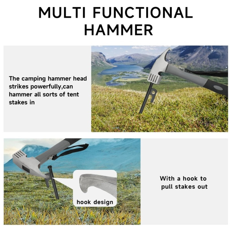 Tent Stakes and Hammer Set 8pcs 12in Heavy Duty Forged Steel Tent Stakes+a Hammer