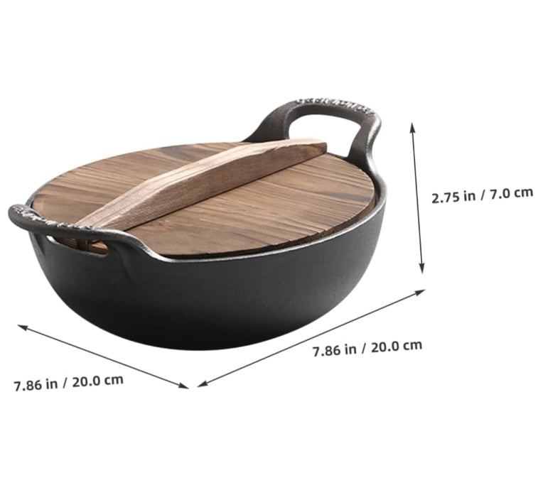 Cast Iron Uncoated Pan Cooking Pot for Family Outdoor Picnic Cookware Camping Pot