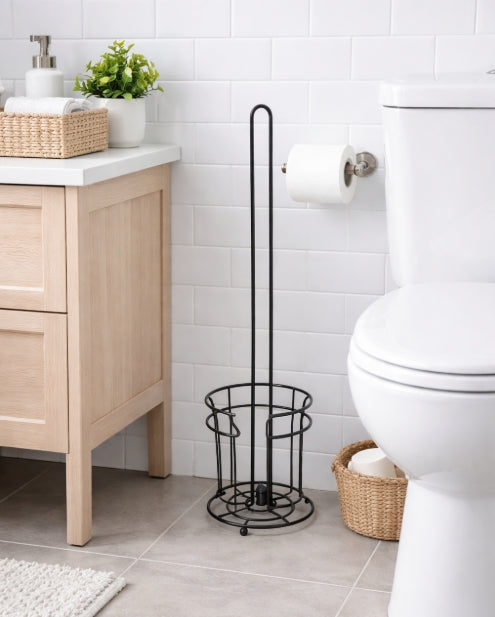 Rust Resistant Toilet Roll Holder with Base Black Onyx