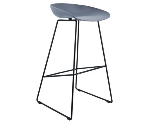 Modern Scandinavian Bar Stool Metal Leg BarStool (Slate Blue)