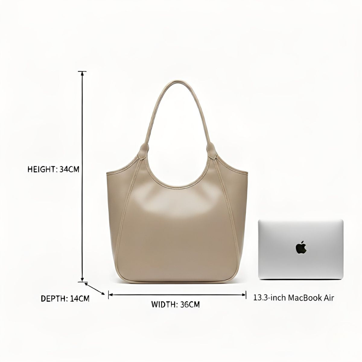 Urban Elegance Beige Large Leather Tote Bag