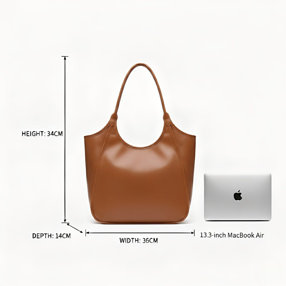 Urban Elegance Tan Large Leather Tote Bag