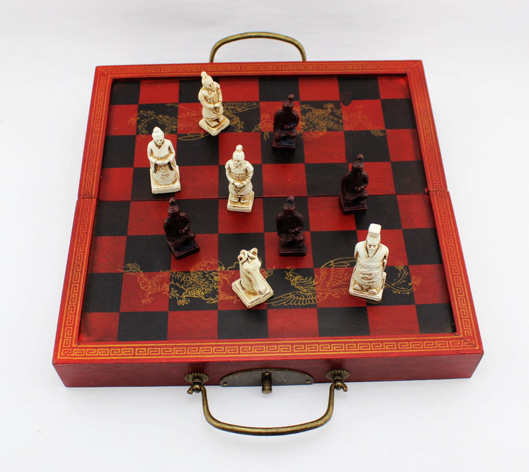 Chess set with storage trays