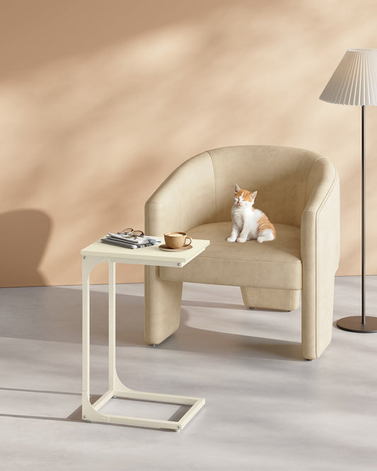 Vasagle C-Shaped End Table Bedside Laptop Table - Cream White