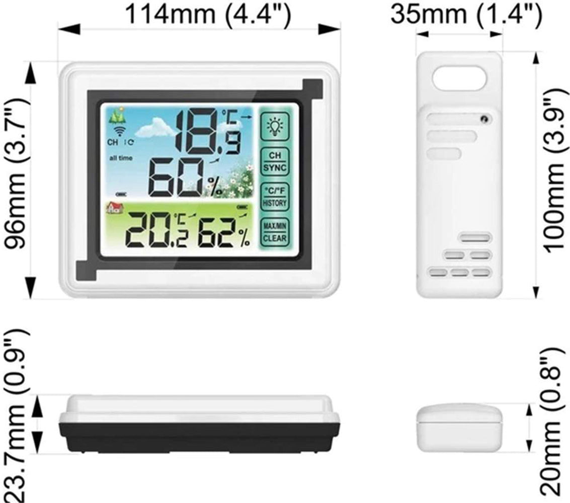 Wireless Weather Station Indoor Outdoor Hygrometer Thermometer