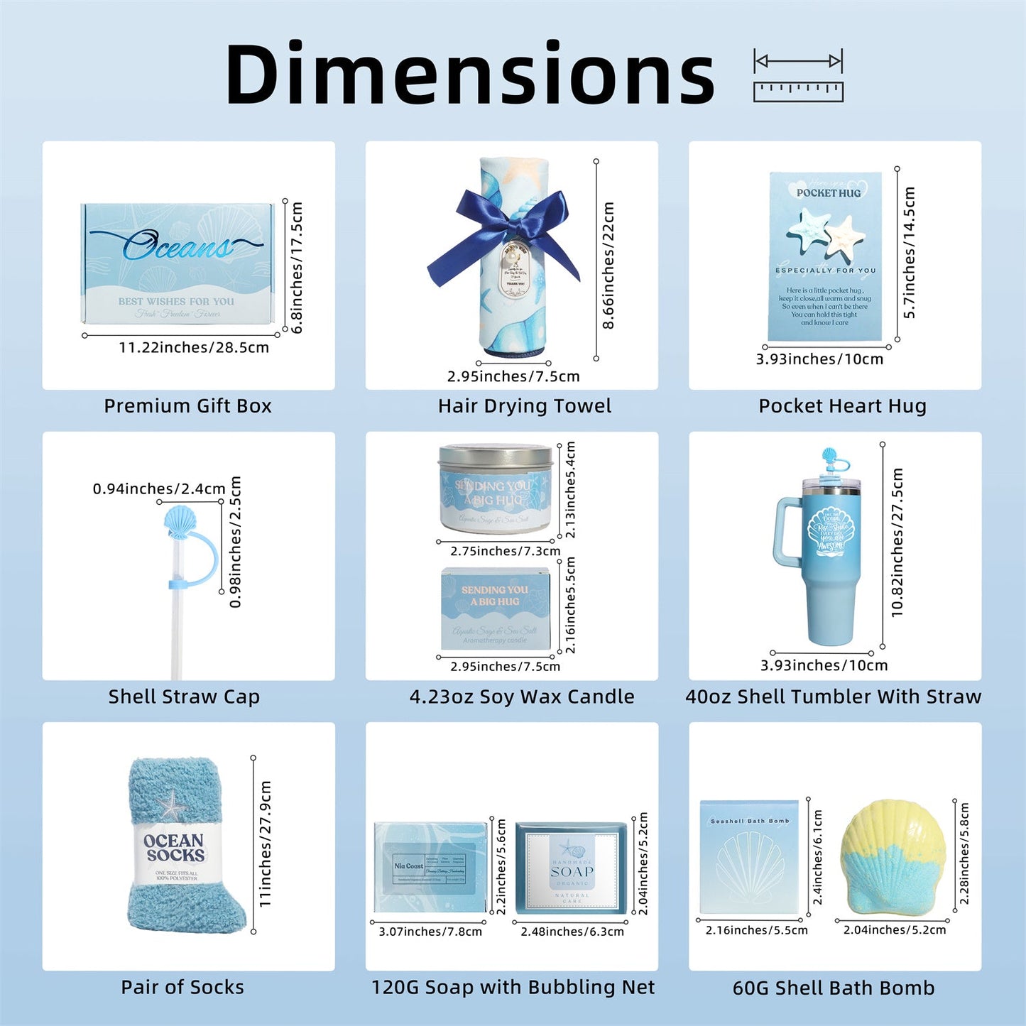 Blue Theme Aroma Candle Bath Gift Box