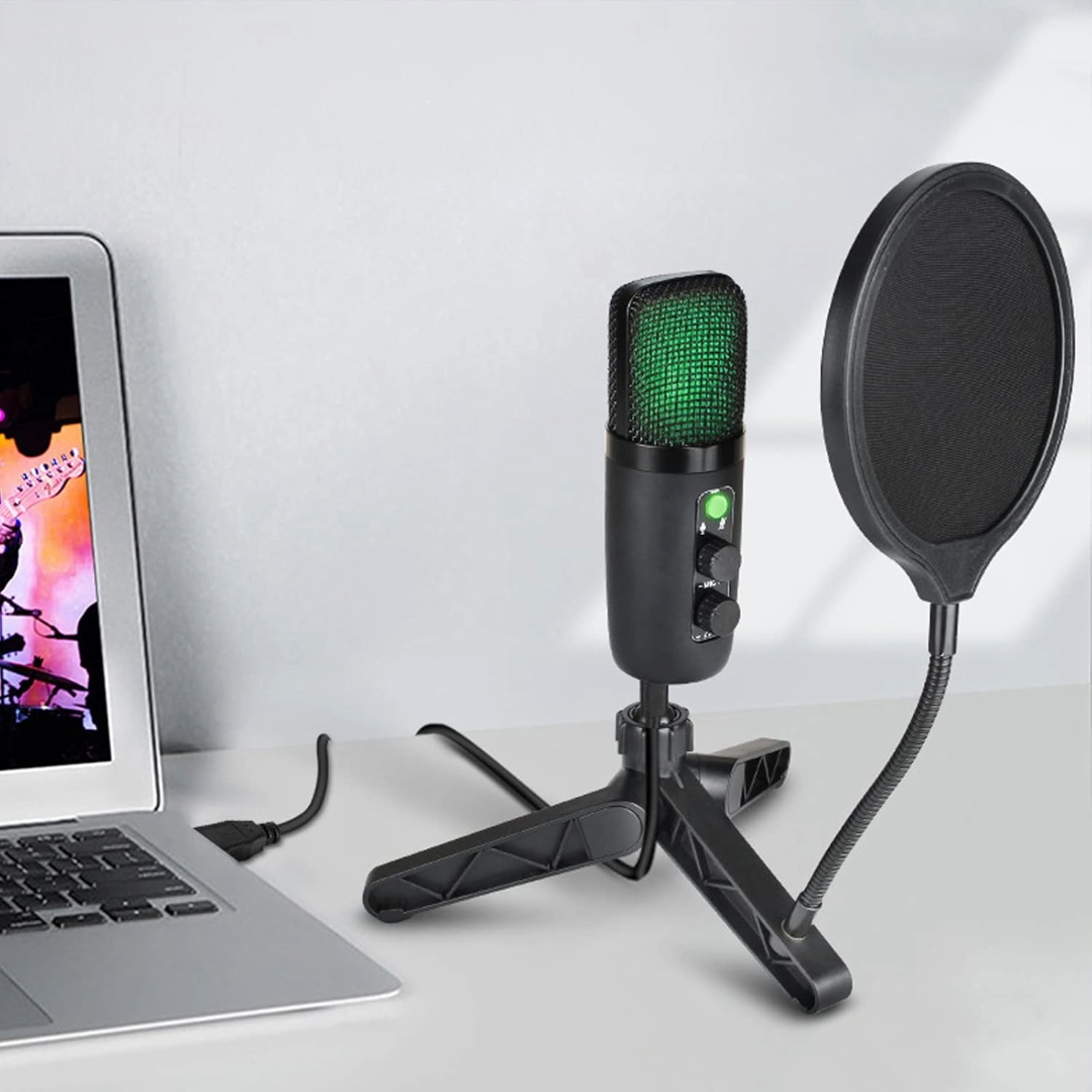 USB Microphone Adjustable Sound Volume Noise Reduction