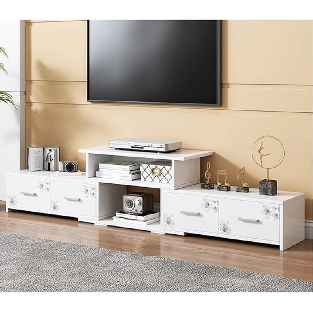 Modern Entertainment Unit Wooden TV Table (White)