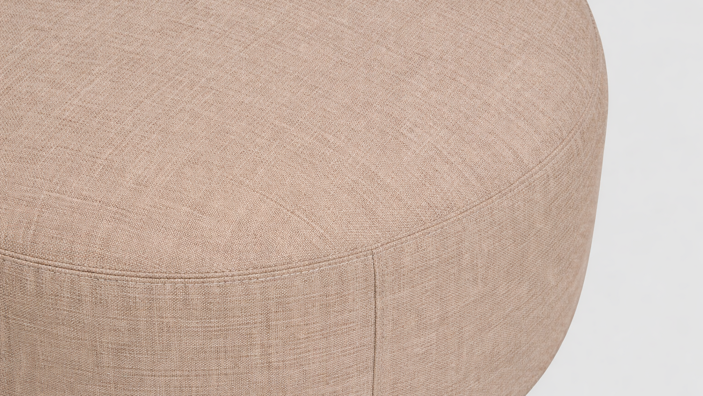SUNBRELLA ROUND POUF OTTOMAN - TAUPE CHINE