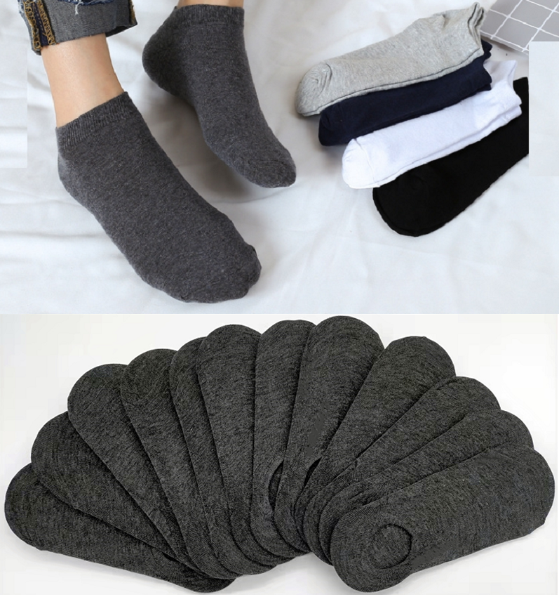 No Show Invisible Liner Socks Low Cut Silicone - Grey (12 pairs)
