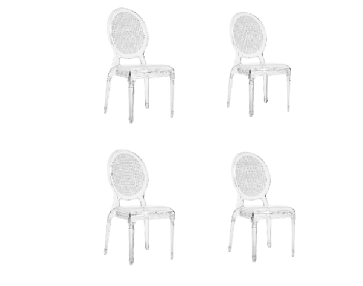 BroDeals Kitchen & Dining Room Chairs 4 Chairs Clear Balloon Back Dining Chair Indoor/Outdoor
