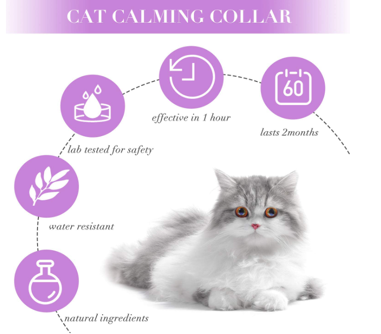 Cat Adjustable Calming Collar, Reduce Anxiety for Pets
