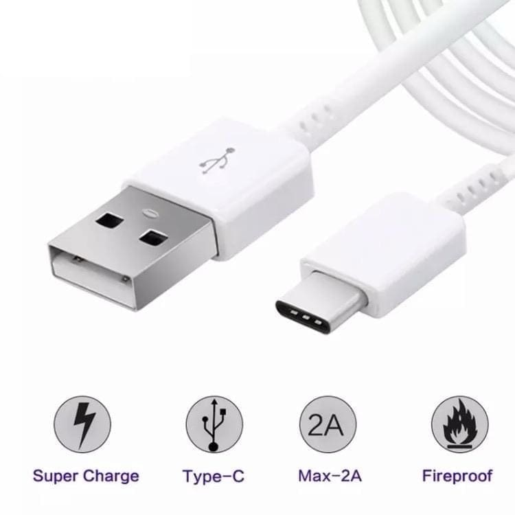 Charger Cable for Samsung Phones & Tablets - USB to Type C (1.2m) (White)