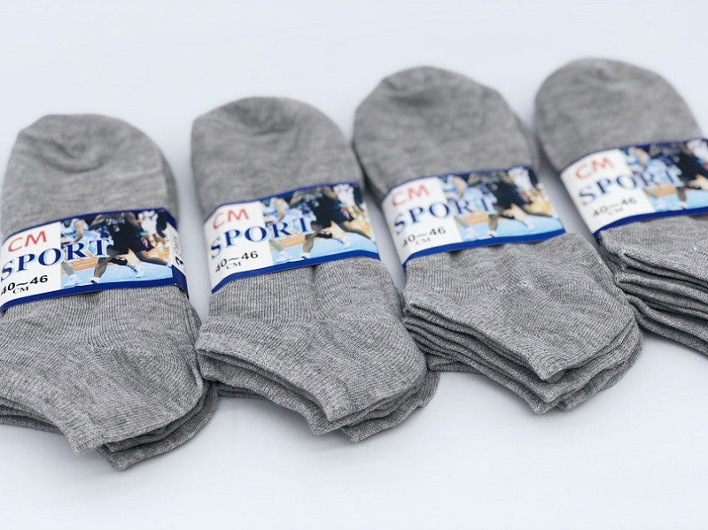 (12 Pairs) Thin Ankle Socks - GREY - M7-11/ W8-12