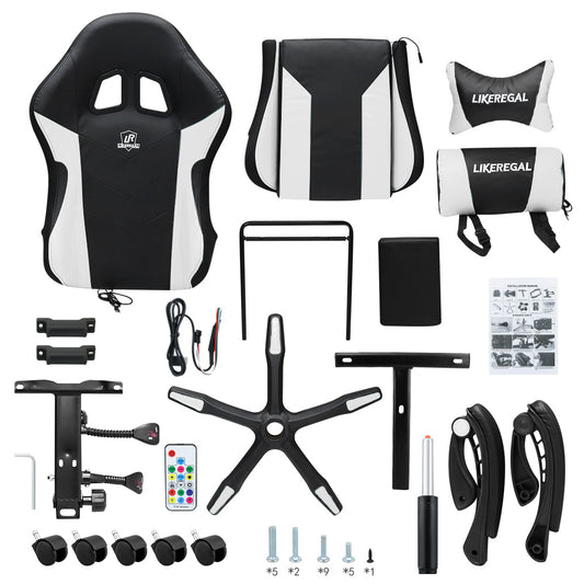 Gaming Chair Office Chair With Foot Rest Racing Chair with Speaker and Light