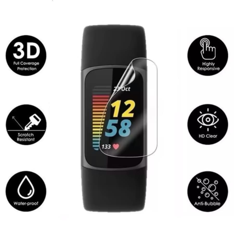 Hydrogel Screen Protectors for Fitbit Charge 6 (Pack of 6)