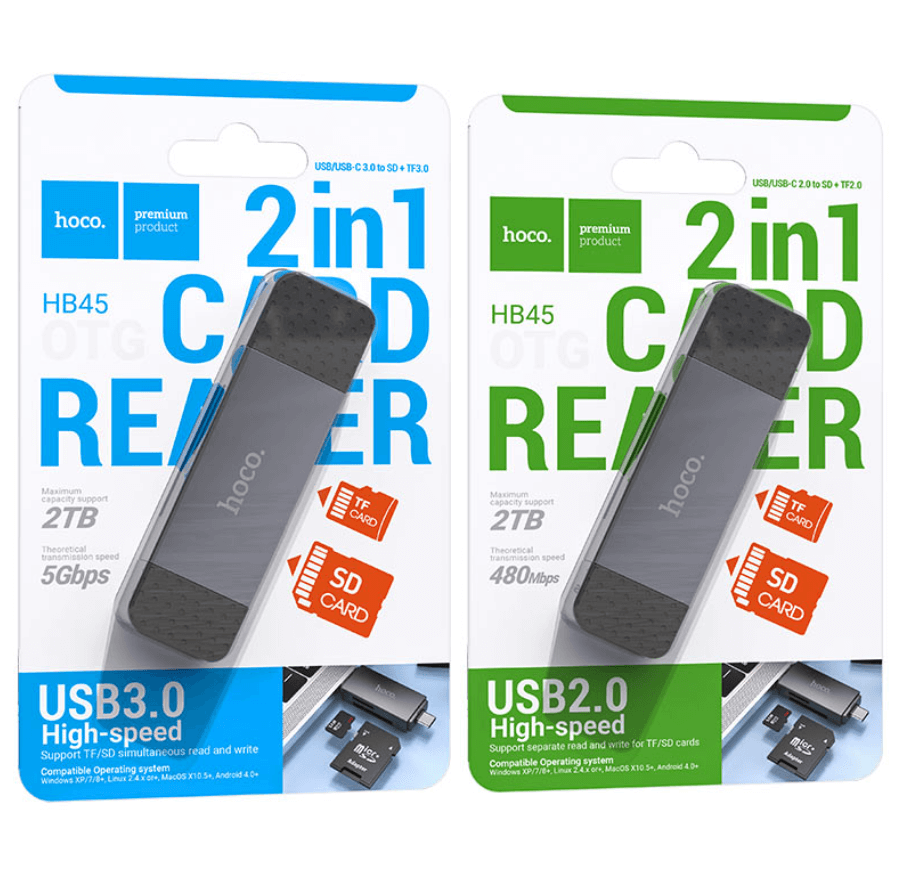 HB45 2-in-1 USB 3.0 Card Reader NZ – Dual USB-A & Type-C