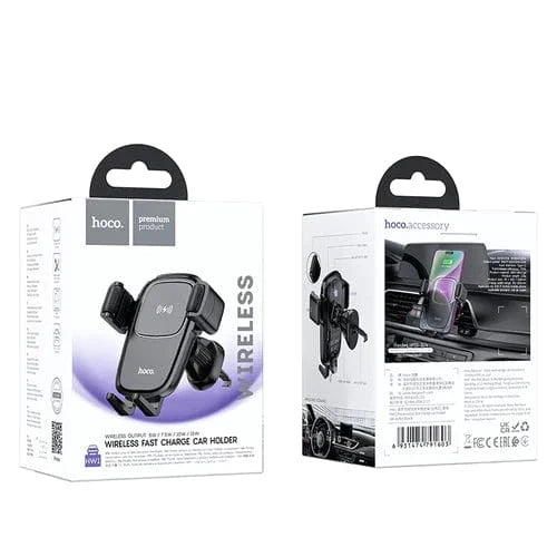 Hoco Car Phone Holder 15W Air Vent Wireless Charging Phone Holder w/ Hook Looking