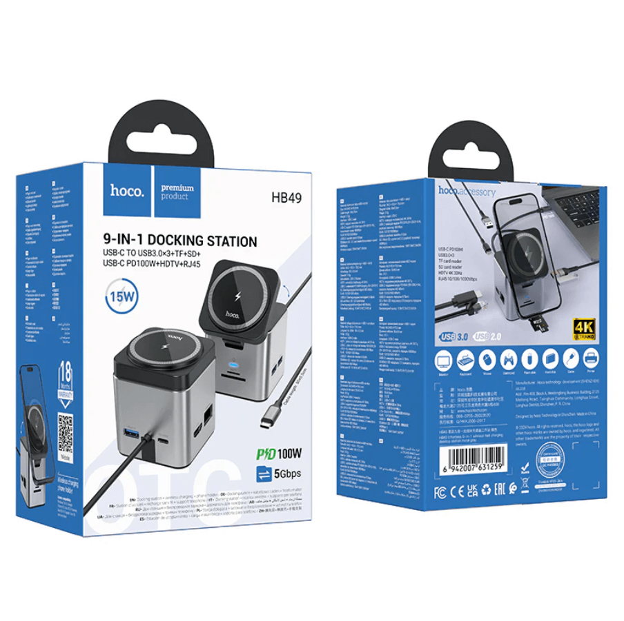 Hoco PD 100W 9 in 1 USB-C Multi Function Docking Station NZ – HB49