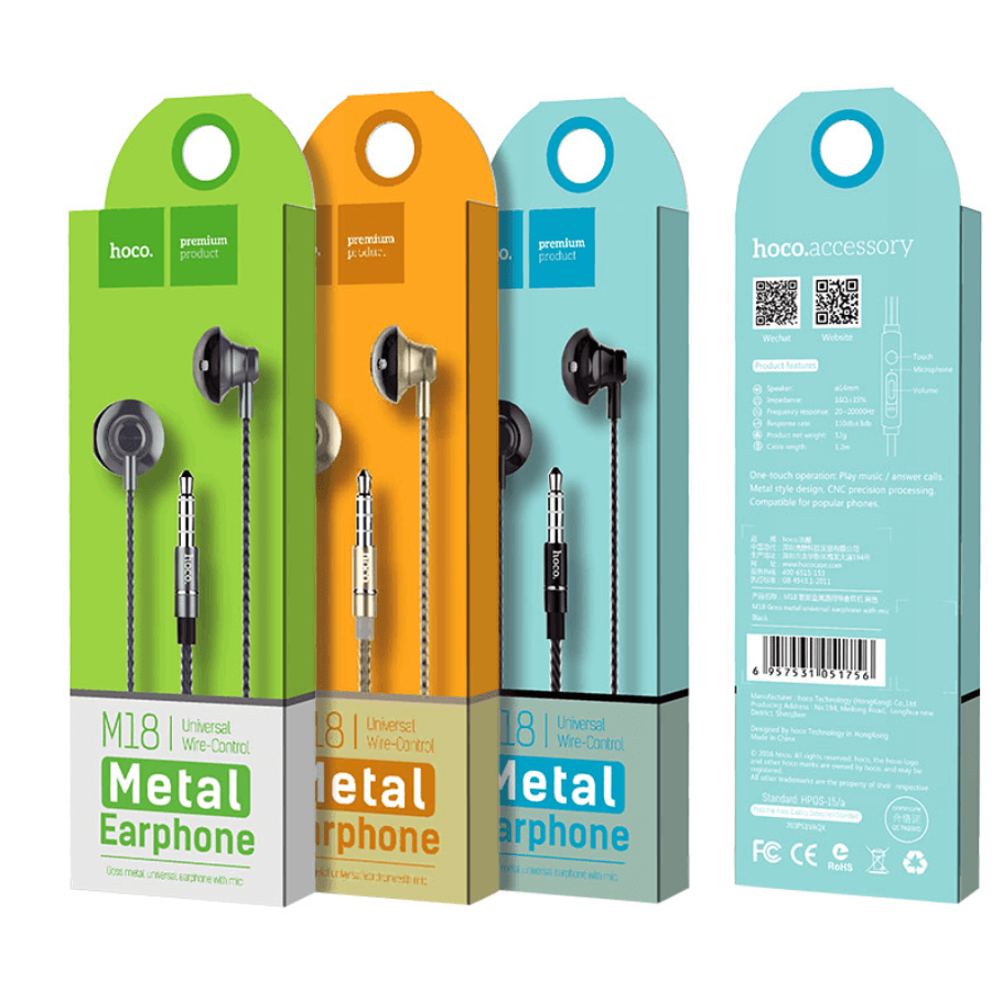 Hoco M18 Gesi Metallic In-Ear Earphones with Mic 3.5mm NZ