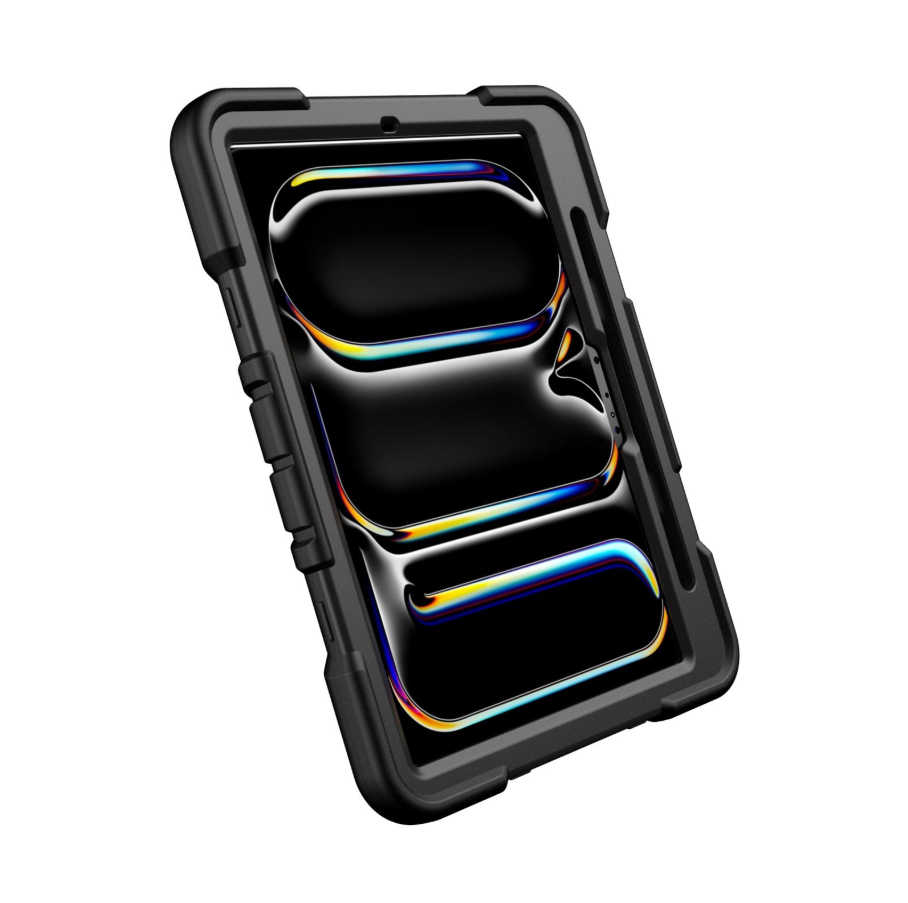 iPad Pro 13-Inch (M4) 2024 Rugged Shockproof Case with Kickstand (Black)
