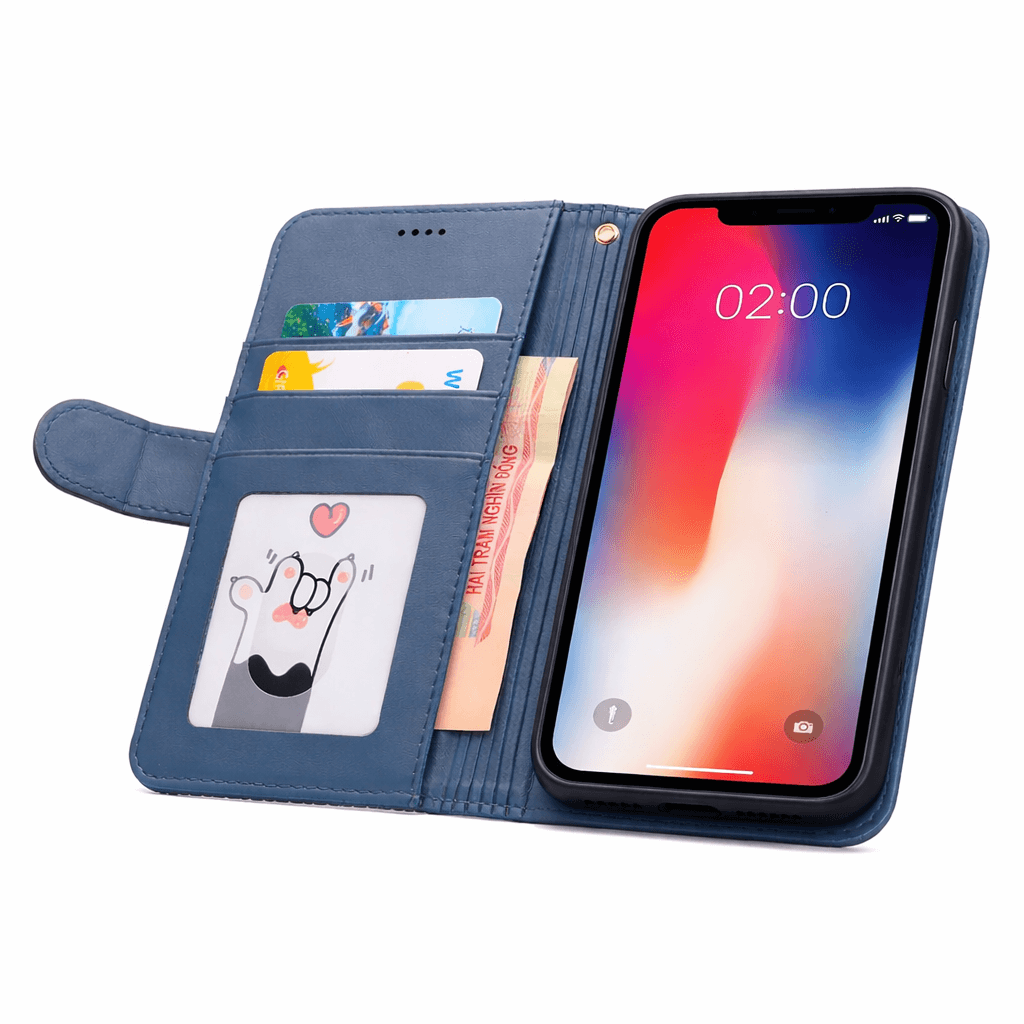 iPhone 11 Pro Max Flip Wallet Case Cowhide Finish Dot Pattern – 3 Card Slot & Back Magnet Closure