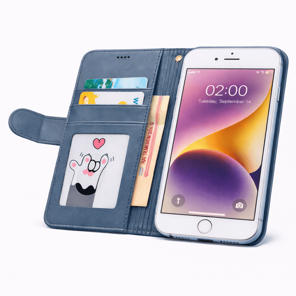 iPhone 6 Flip Wallet Case Cowhide Dot Pattern