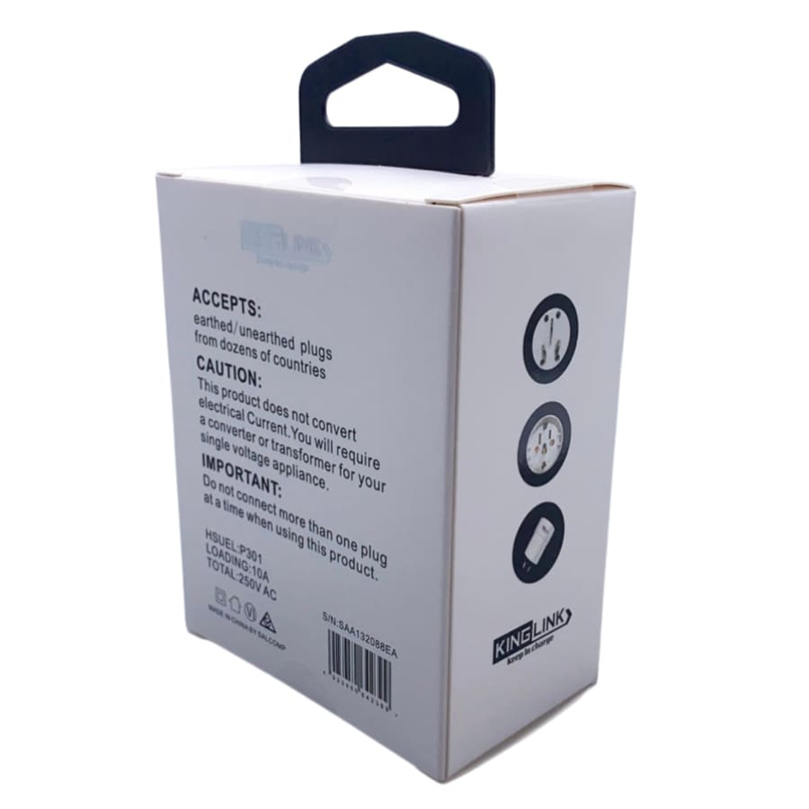 Travel Adapter Kinglink P301 Wall Plug (USA & Europe to NZ & AUS)