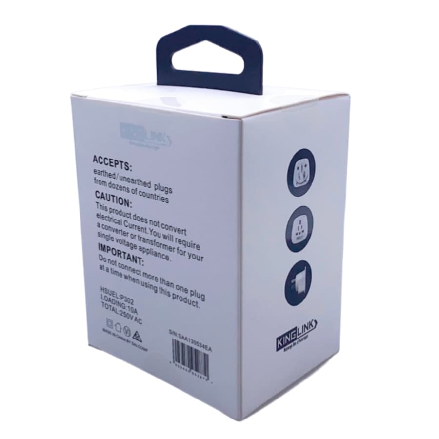 Kinglink Travel Adapter P302 Wall Plug (USA & UK to NZ & AUS)