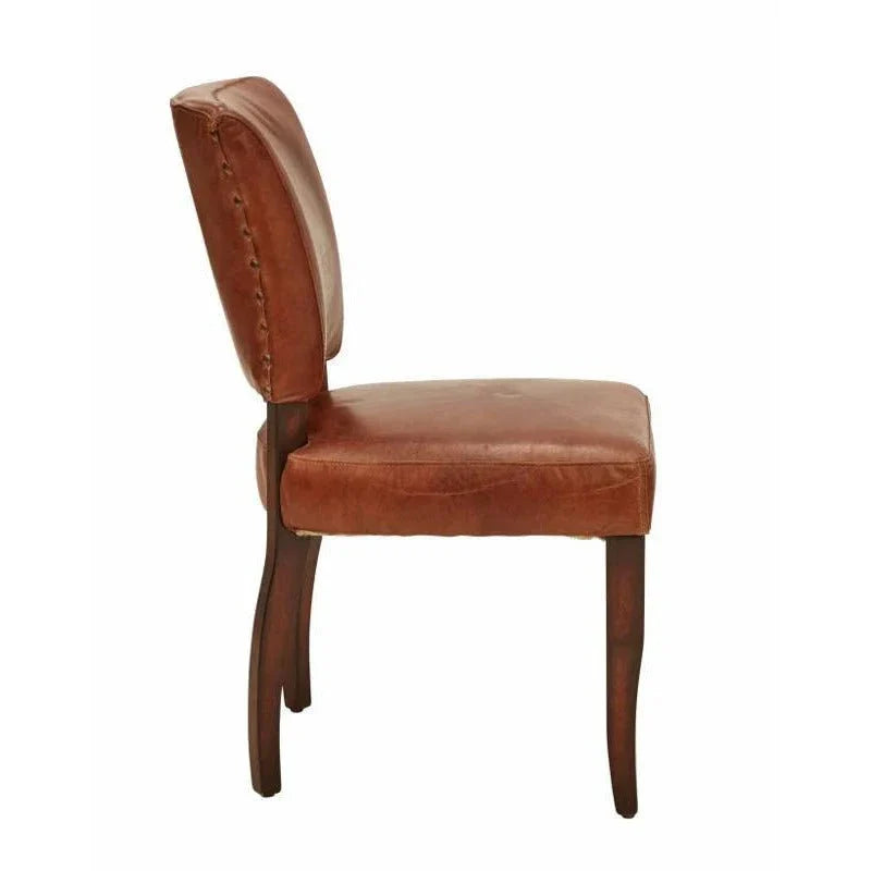 Online8 Derringer Vintage Leather Dining Chair - Vintage Cigar Kitchen & Dining Room Chairs