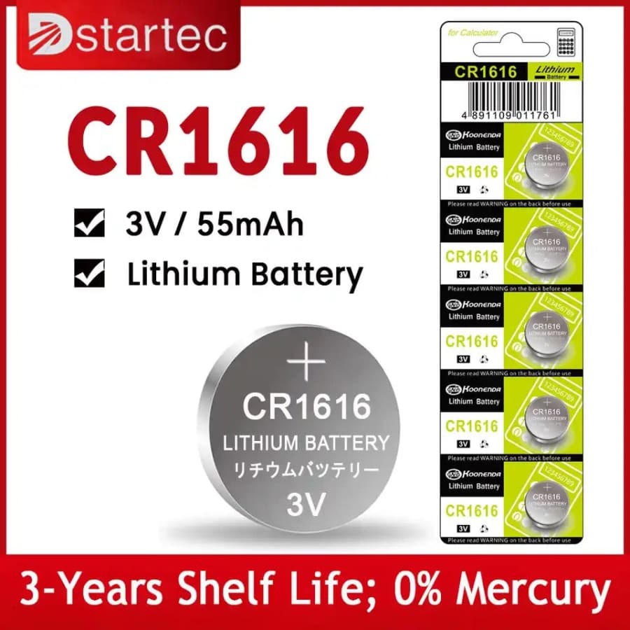Koonenda CR1616 / DL1616 Watch Batteries (5 Pack)