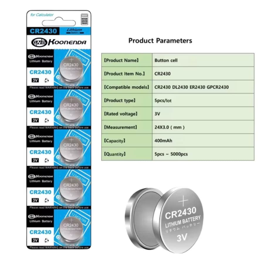 Koonenda CR2430 Watch Batteries (5 Pack)