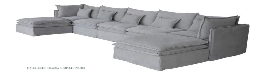 Malta Double Cushion Sectional Middle 1 Seater - Grey at online8 furniture store Auckland